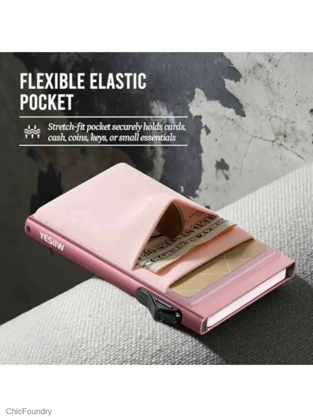 RFID Blocking Aluminum Slim Minimalist Metal Wallet with Pop Up Card Holder